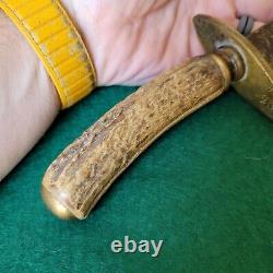 Old Vintage Antique Handmade Stag Big Clip Point Bowie Fighting Knife