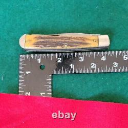 Old Vintage Antique Kabar Bone Stag Trapper Jack Folding Pocket Knife