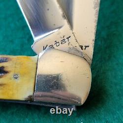 Old Vintage Antique Kabar Large Bone Stag Folding Hunter Pocket Knife