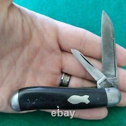 Old Vintage Antique New York Knife Co Ebony Dogleg Jack Pocket Knife