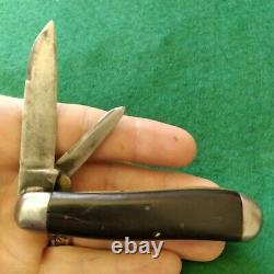 Old Vintage Antique New York Knife Co Ebony Dogleg Jack Pocket Knife