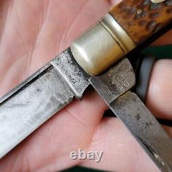Old Vintage Antique New York Knife Co Jumbo Swell Center Jack Pocket Knife