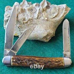 Old Vintage Antique Pal Blade Co Remington Bone Stag Stockman Pocket Knife
