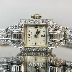 Old Vintage Antique Platinum Diamond Hamilton Wrist Watch, TCW-1.84