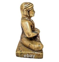 Old Vintage Antique Rare Hindu Saint / Monk / Priest Brass Fine Figure / Statue