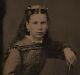 Old Vintage Antique Tintype Photo Beautiful Pretty Young Teen Girl with Hairband