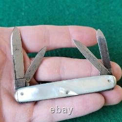 Old Vintage Antique Ulster Knife Co Pearl 4 Blade Pen Folding Pocket Gents Knife