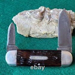 Old Vintage Antique Union Cut Co Bone Stag Sunfish Folding Pocket Knife
