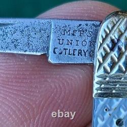 Old Vintage Antique Union Cutlery Co Fancy Pearl Gents Pocket Knife
