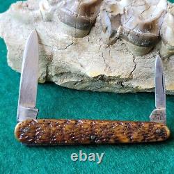 Old Vintage Antique Wadsworth Germany Bone Stag Sleeveboard Pen Fob Pocket Knife