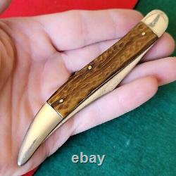 Old Vintage Antique Wadsworth Worm Groove Bone Texas Toothpick Pocket Knife