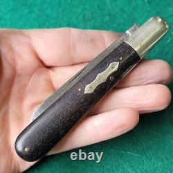 Old Vintage Antique Waterville Ebony Lockback Folding Pocket Knife