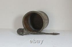 Old Vintage Brass And Copper Holy Water Pot With Spoon Antique Collectible Bl-69