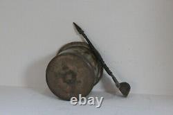 Old Vintage Brass And Copper Holy Water Pot With Spoon Antique Collectible Bl-69