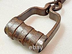 Old Vintage Hand Forged Shackles Horse Leg Iron Chain Animals Shackles Set Of 3