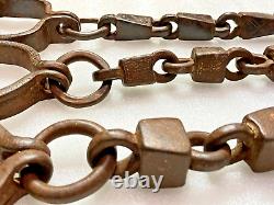 Old Vintage Hand Forged Shackles Horse Leg Iron Chain Animals Shackles Set Of 3