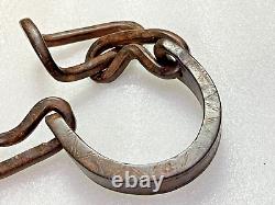 Old Vintage Hand Forged Shackles Horse Leg Iron Chain Animals Shackles Set Of 3