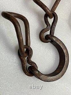 Old Vintage Hand Forged Shackles Horse Leg Iron Chain Animals Shackles Set Of 3