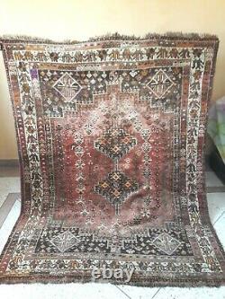 Old Vintage Handmade þersian Carpet Rug, 6.7 x 5.4 ft