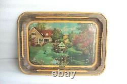 Old Vintage Iron Tin Serving Tray Beer / Drinks Tray Antique Collectible BR-81
