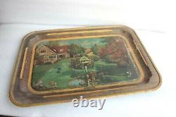 Old Vintage Iron Tin Serving Tray Beer / Drinks Tray Antique Collectible BR-81