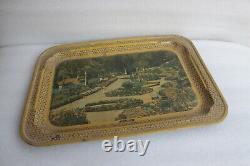 Old Vintage Iron Tin Serving Tray Beer / Drinks Tray Antique Collectible BR-82