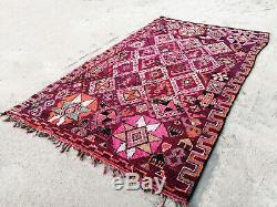 Old Vintage Moroccan Handmade Boujaad Rug Beni Ourain rug Azilal 6'7x11'6