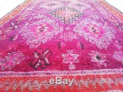 Old Vintage Moroccan Handmade Boujad Boujaad Rug Berber Wool Rug 8.8 ft X 6.3 ft