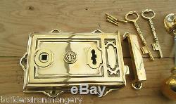 Old Vintage Victorian Style Solid Brass Davenport Lock Knob Set