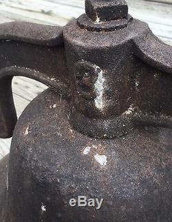 Old Vtg Antique Original Cast Iron School House Dinner Bell No 3 Hand Crank 18