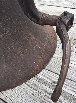 Old Vtg Antique Original Cast Iron School House Dinner Bell No 3 Hand Crank 18