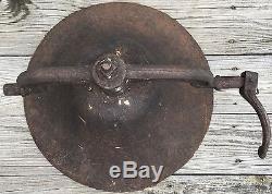 Old Vtg Antique Original Cast Iron School House Dinner Bell No 3 Hand Crank 18