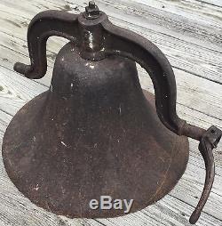 Old Vtg Antique Original Cast Iron School House Dinner Bell No 3 Hand Crank 18