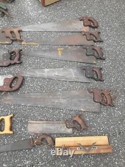Old Vtg Antique Wood Handle Disston, Superior, Misc Hand Saw Lot Of 8