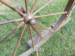 Old Vtg Antique Wood Original Primitive Textile Wool Thread Maker Spinning Wheel
