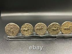 Old ancient Antique Indo Greco Bronze silver plated bronze coins