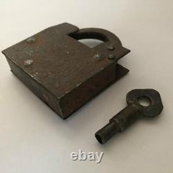 Old antique vintage retro iron trick or puzzle padlock lock key collectible