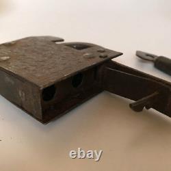 Old antique vintage retro iron trick or puzzle padlock lock key collectible