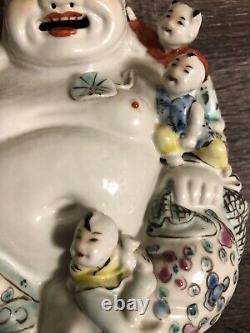Old or Antique Chinese Famille Rose Porcelain Happy Buddha Children Marked
