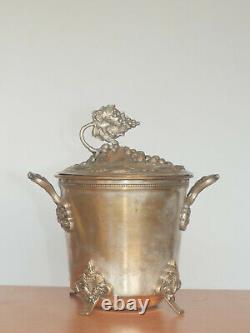 Old vintage antique Art Nouveau styled covered Bucket pot embossed lid of grapes