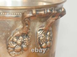 Old vintage antique Art Nouveau styled covered Bucket pot embossed lid of grapes