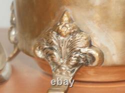 Old vintage antique Art Nouveau styled covered Bucket pot embossed lid of grapes