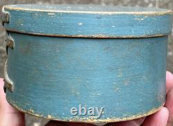 Original 1800's Shaker 3-Finger Blue Shaker Box Old Blue Paint Original Shaker