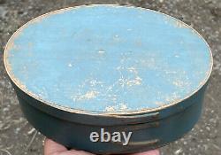 Original 1800's Shaker 3-Finger Blue Shaker Box Old Blue Paint Original Shaker