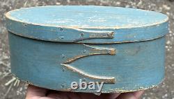 Original 1800's Shaker 3-Finger Blue Shaker Box Old Blue Paint Original Shaker