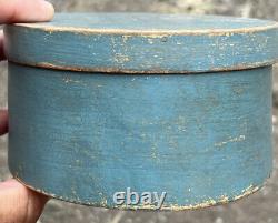 Original 1800's Shaker 3-Finger Blue Shaker Box Old Blue Paint Original Shaker