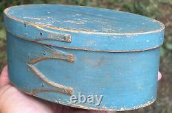 Original 1800's Shaker 3-Finger Blue Shaker Box Old Blue Paint Original Shaker