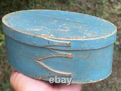 Original 1800's Shaker 3-Finger Blue Shaker Box Old Blue Paint Original Shaker