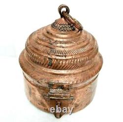 Original 1880's Vintage Old Antique Copper Fine Hand Craved Rare Chapati Box