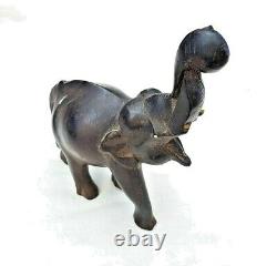 Original 1900's Old Antique Vintage Rose Wood Hand Craved Wooden Elephant Statue